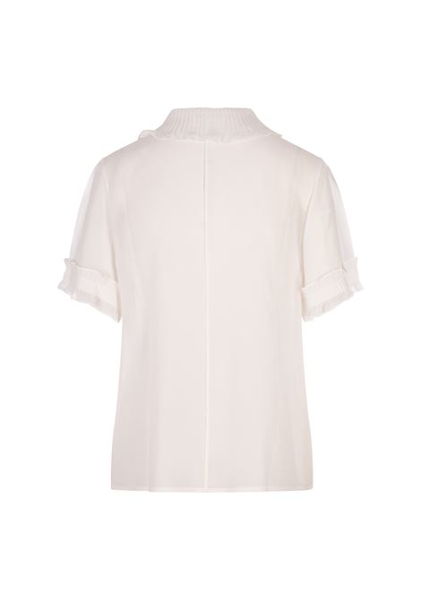 Camicia Con Volant In Georgette Di Seta Bianca JIL SANDER | J03DL0187-J55081100